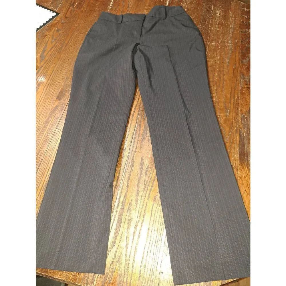 Size 4P Ann Taylor Petite Curvy Grey Flat Front Lined Dress Pants with Pockets